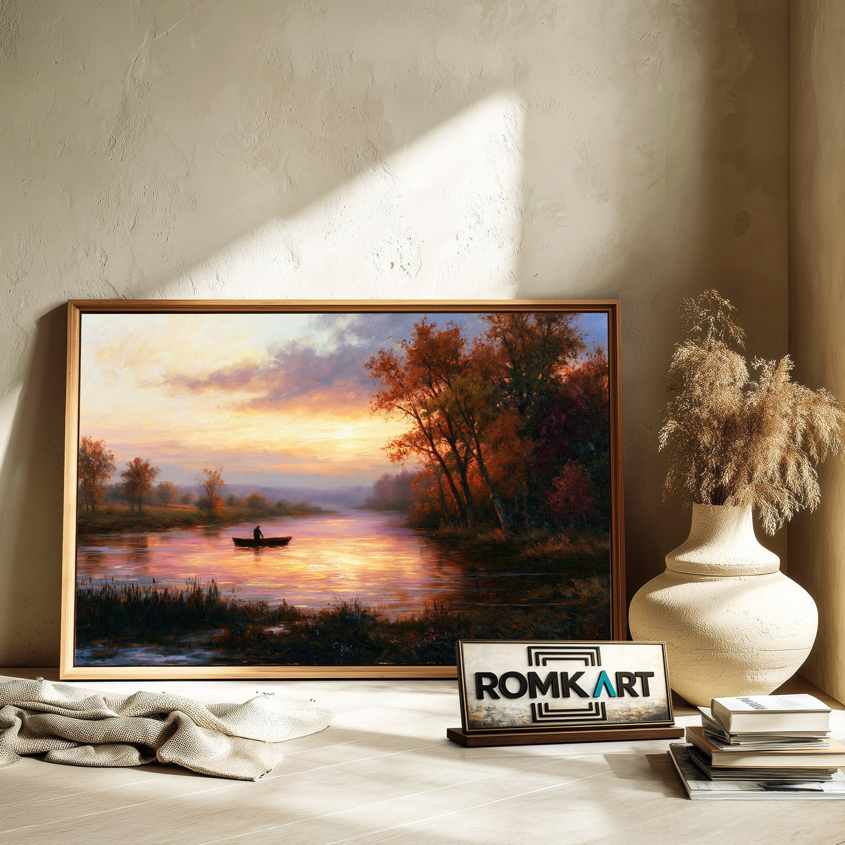 Boatman At Sunset Oil Painting - image 6