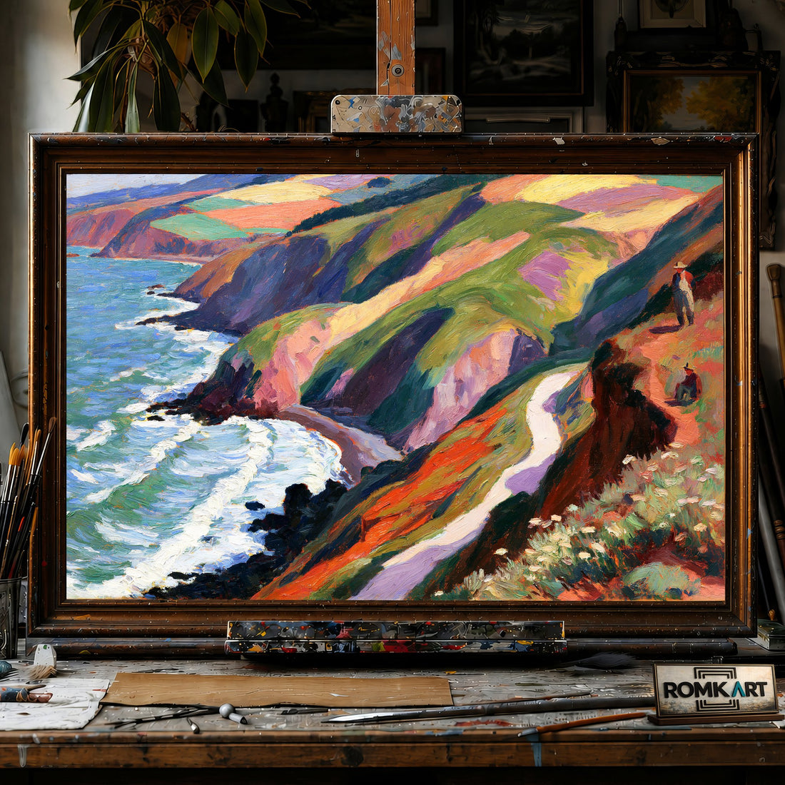 Bold Post Impressionist coastal - Hand-Painted Oil Painting - View 1