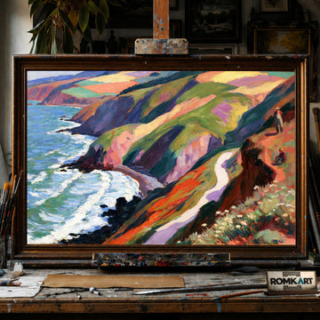 Bold Post Impressionist coastal - Hand-Painted Oil Painting - View 1