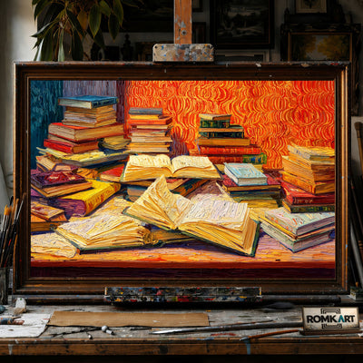 Books and Papers - Hand-Painted Oil Painting - View 1