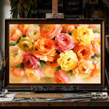 Bowlful of roses - Hand-Painted Oil Painting - View 1