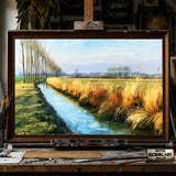 Breezy rural French landscape - Hand-Painted Oil Painting - View 1