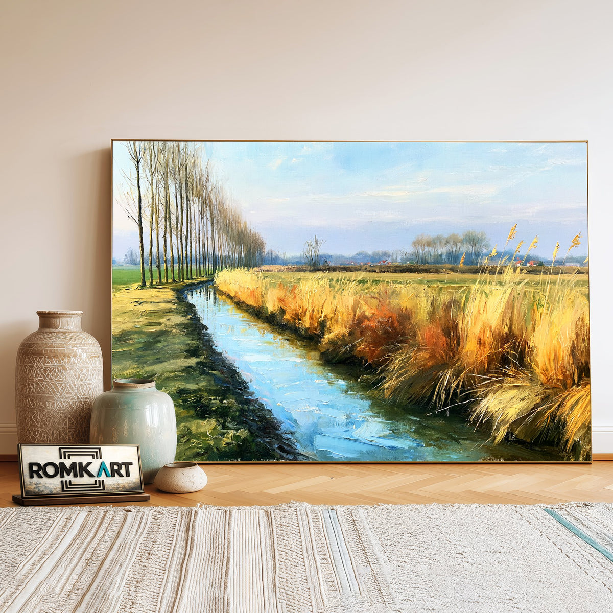 Breezy Rural French Landscape Oil Painting - image 3