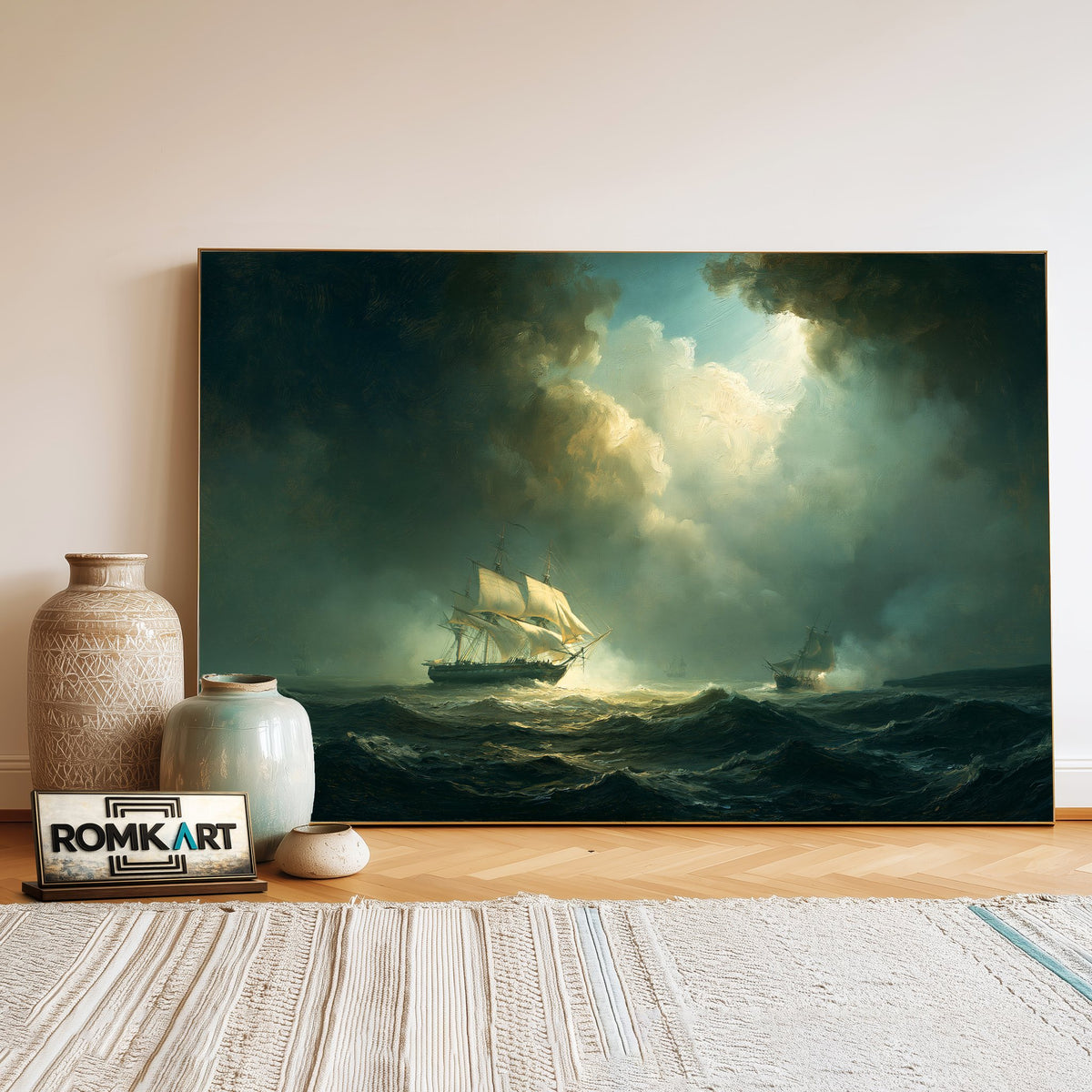 British Frigate Attacking A Pirate Oil Painting - image 3
