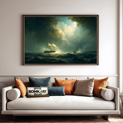 British Frigate Attacking A Pirate Oil Painting - image 4