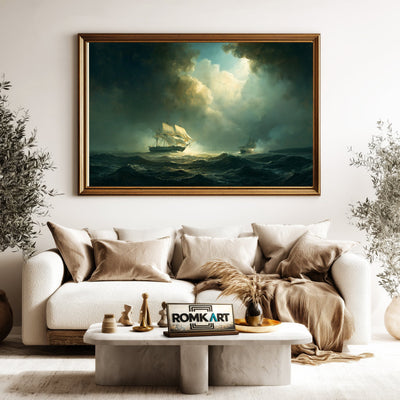 British Frigate Attacking A Pirate Oil Painting - image 5