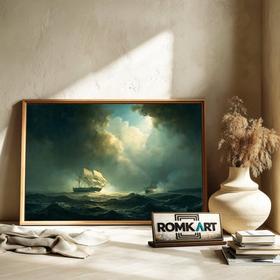 British Frigate Attacking A Pirate Oil Painting - image 6