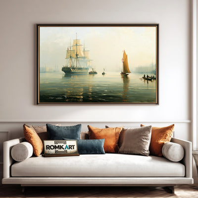 British Portsmouth Harbour Oil Painting - image 4