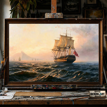 British Sailing Ship - Hand-Painted Oil Painting - View 1