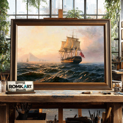 British Sailing Ship Oil Painting - image 2