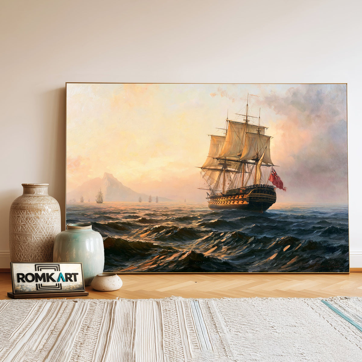 British Sailing Ship Oil Painting - image 3