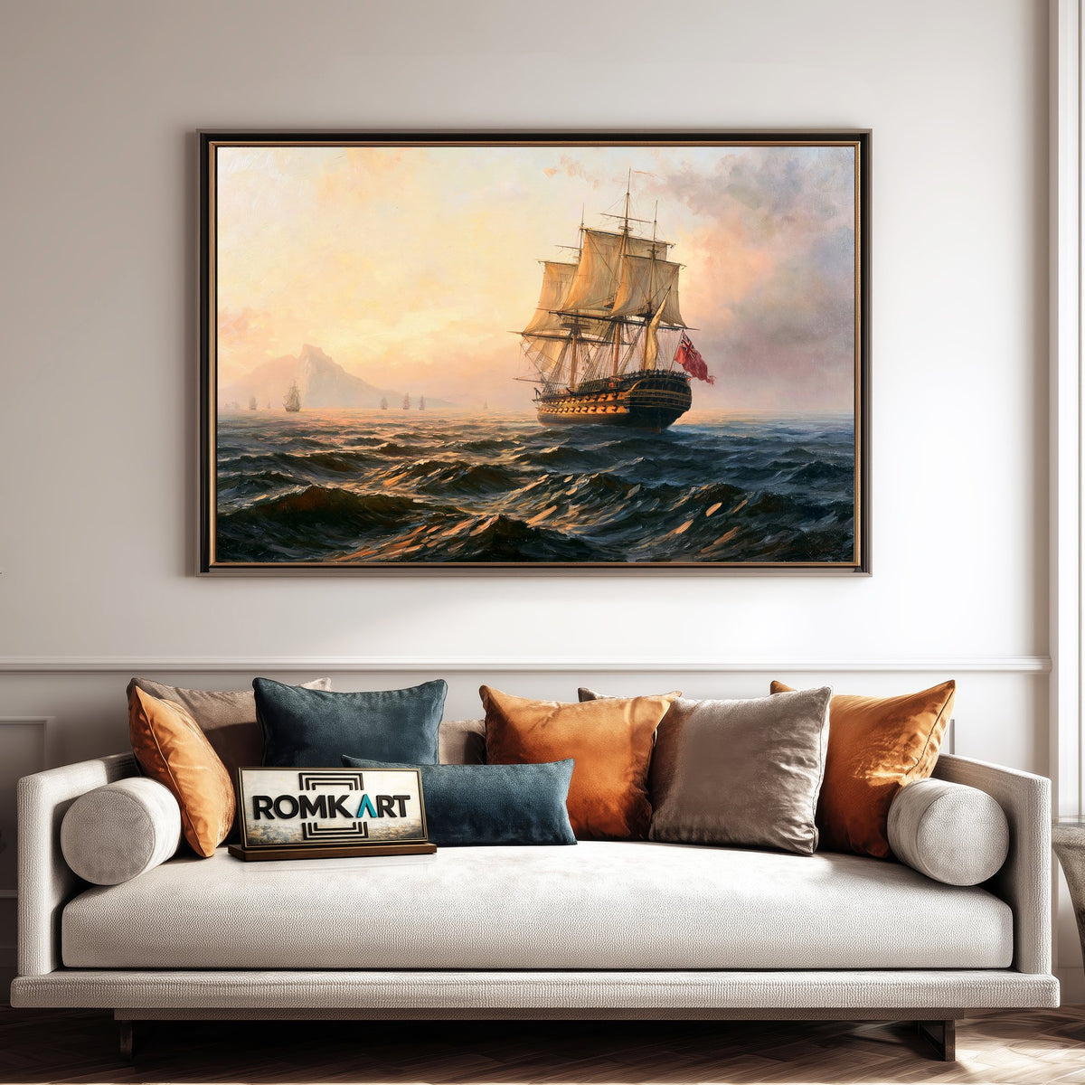 British Sailing Ship Oil Painting - image 4