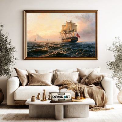 British Sailing Ship Oil Painting - image 5