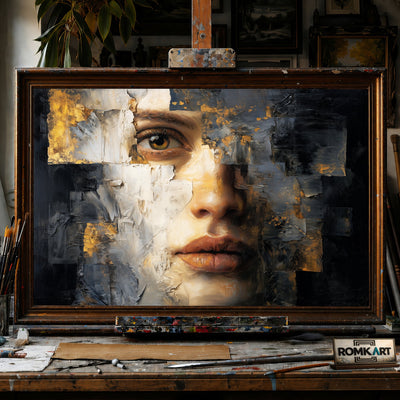 Broken Face - Hand-Painted Oil Painting - View 1
