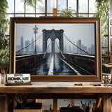 Brooklyn Bridge Winter Snowfall Architectural Oil Painting - image 2