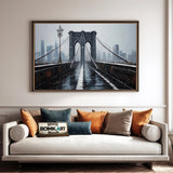 Brooklyn Bridge Winter Snowfall Architectural Oil Painting - image 4