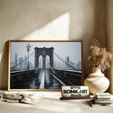 Brooklyn Bridge Winter Snowfall Architectural Oil Painting - image 6
