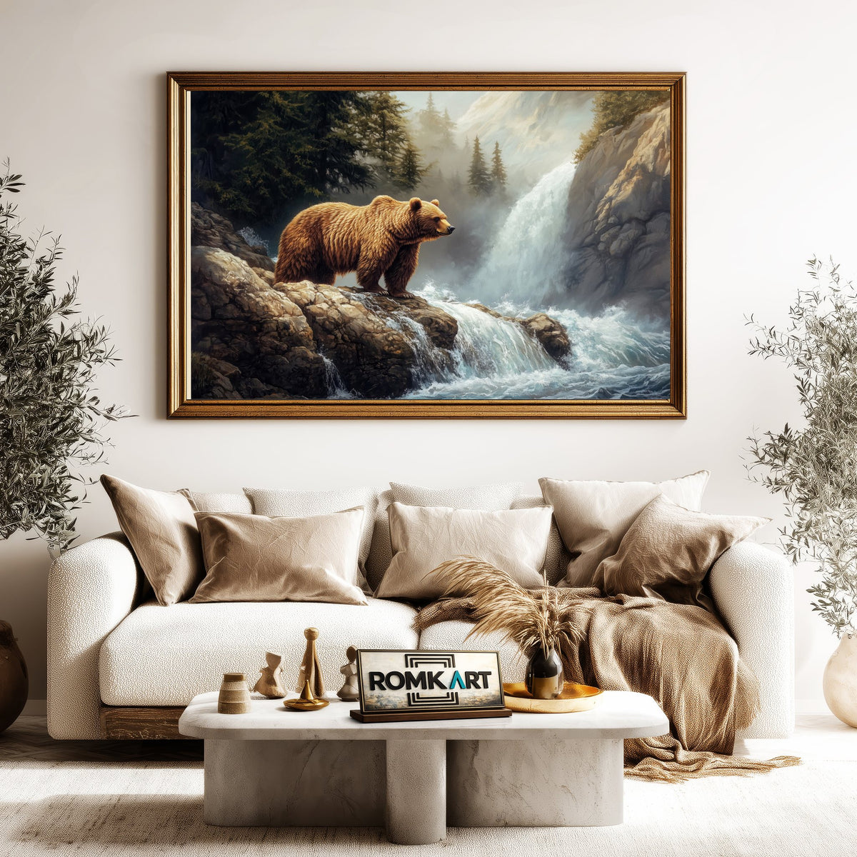 Brown Bear on Mountain Oil Painting - image 5