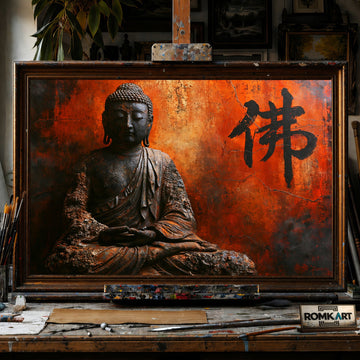 Buddha statue - Hand-Painted Oil Painting - View 1