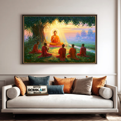 Buddha Teaching Ananda And Monks Oil Painting - image 4