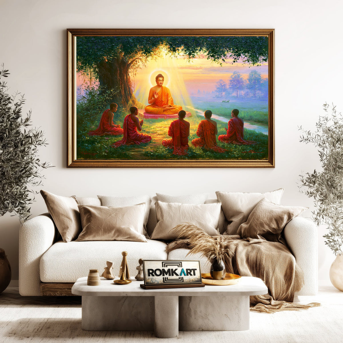 Buddha Teaching Ananda And Monks Oil Painting - image 5