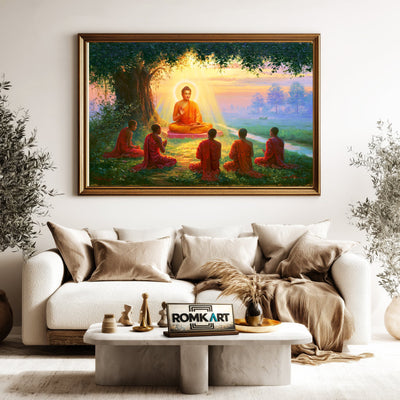 Buddha Teaching Ananda And Monks Oil Painting - image 5