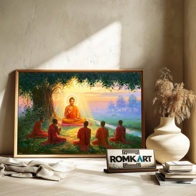 Buddha Teaching Ananda And Monks Oil Painting - image 6