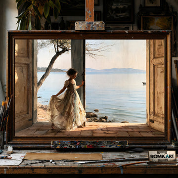 Calm Lakeside Landscape - Hand-Painted Oil Painting - View 1