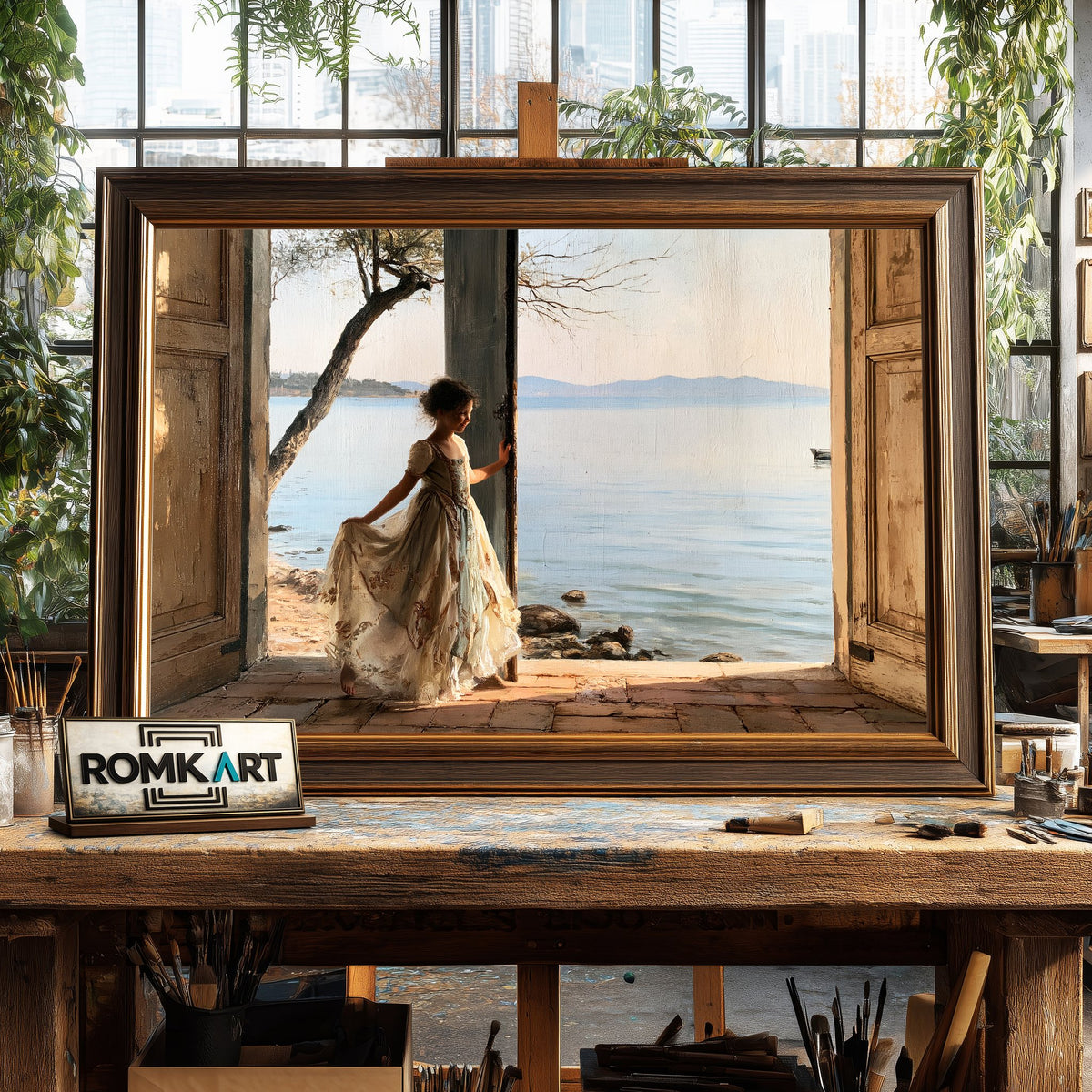 Calm Lakeside Landscape Oil Painting - image 2