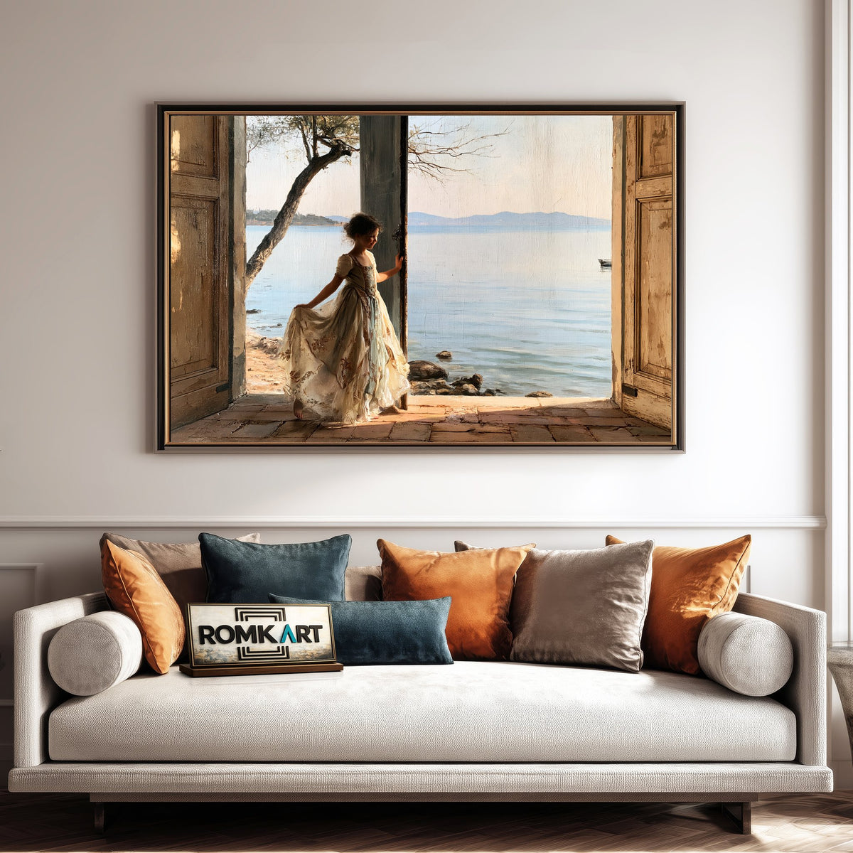 Calm Lakeside Landscape Oil Painting - image 4