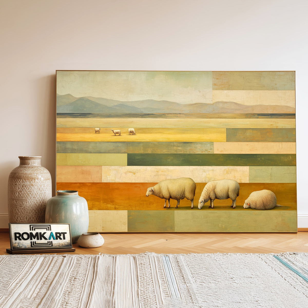 Calm Pastoral Of Sheep Oil Painting - image 3