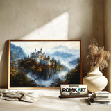 Castle Atop a Forested Hill Architectural Oil Painting - image 6