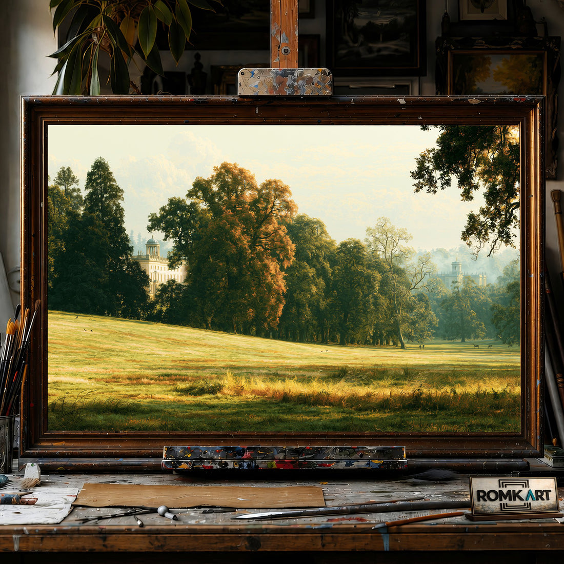 Castle Howard's grounds - Hand-Painted Oil Painting - View 1
