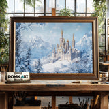 Castle in Winter Snow Architectural Oil Painting - image 2