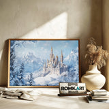 Castle in Winter Snow Architectural Oil Painting - image 6