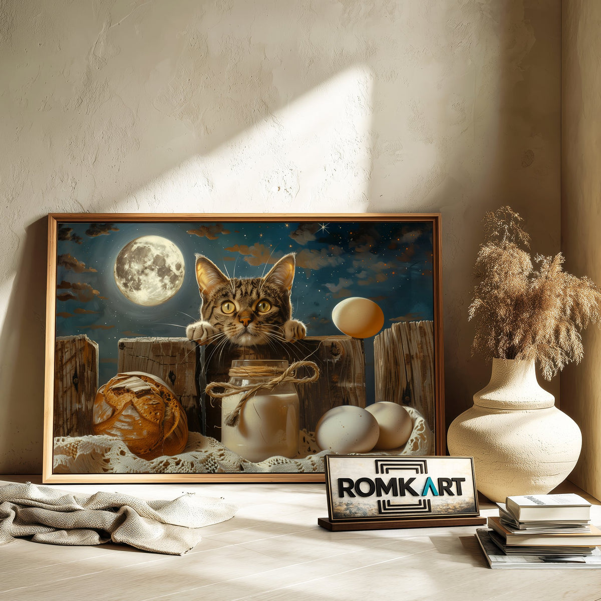 Cat and Moon Oil Painting - image 6