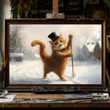 Cat Dances hand-painted oil painting on canvas