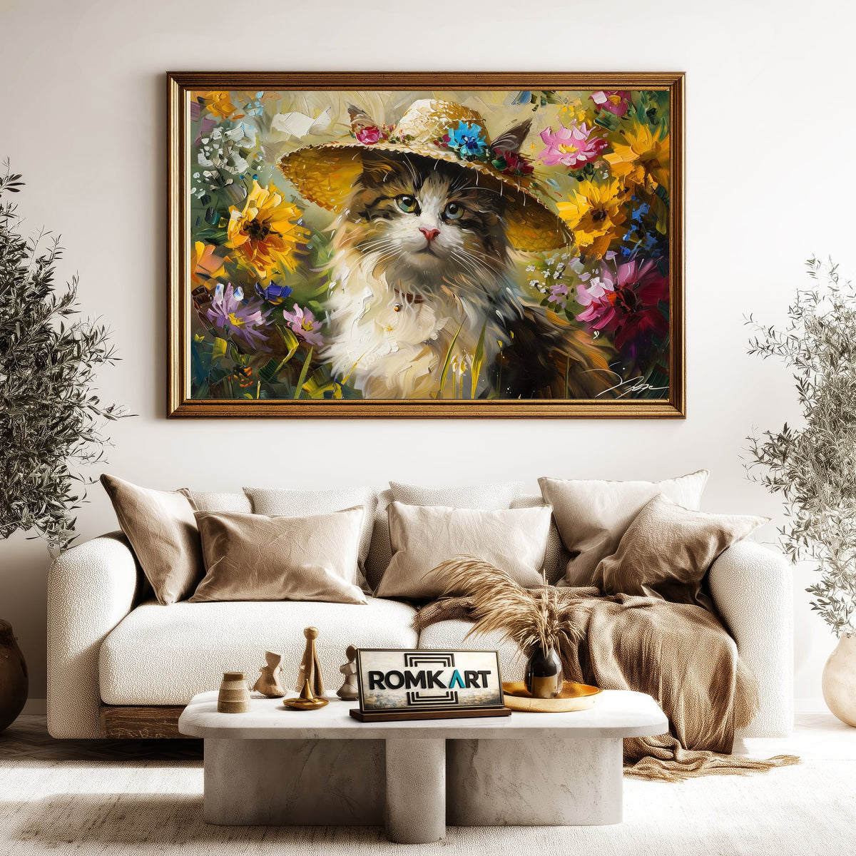 Cat with Hat Oil Painting - image 5
