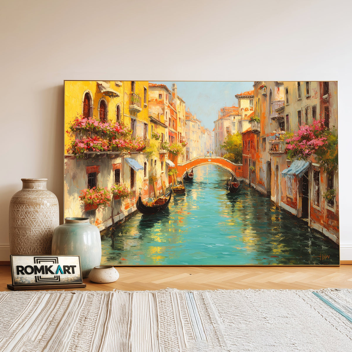 Charming Venetian Cityscape Oil Painting - image 3