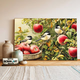 Chickadees and Apple Tree Forest Landscape Oil Painting - image 3
