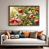 Chickadees and Apple Tree Forest Landscape Oil Painting - image 4