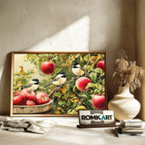 Chickadees and Apple Tree Forest Landscape Oil Painting - image 6