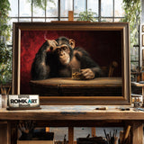 Chimpanzee Wine and Smoke Food Still Life Oil Painting - image 2