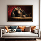 Chimpanzee Wine and Smoke Food Still Life Oil Painting - image 4