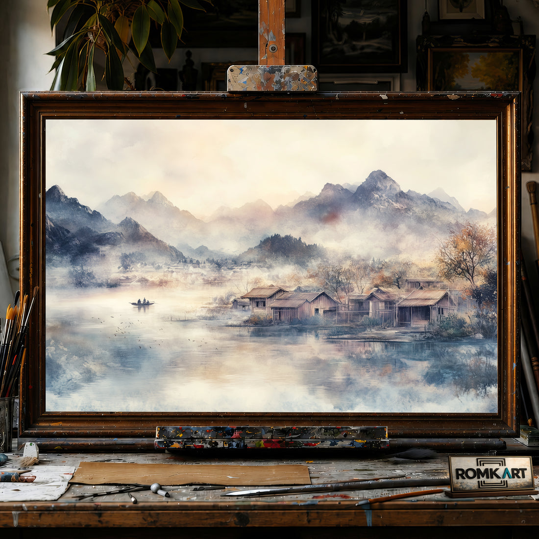 China Village Mountain hand-painted oil painting on canvas