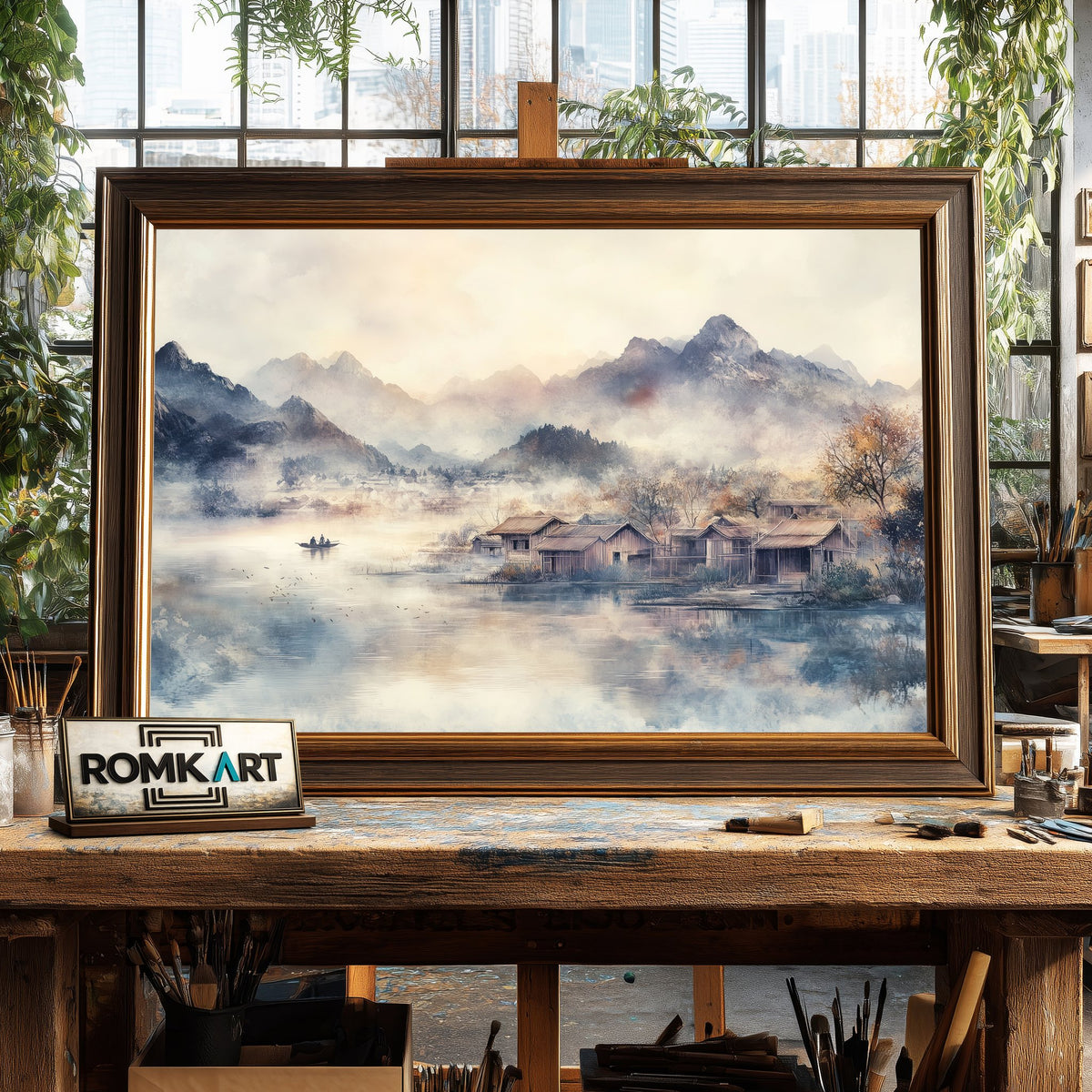 China Village Mountain Asian Art Oil Painting - image 2