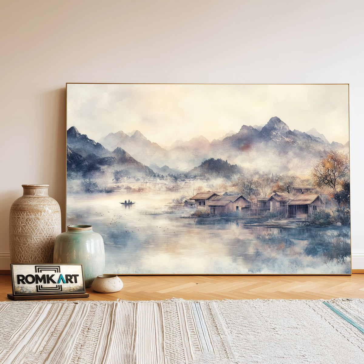 China Village Mountain Asian Art Oil Painting - image 3