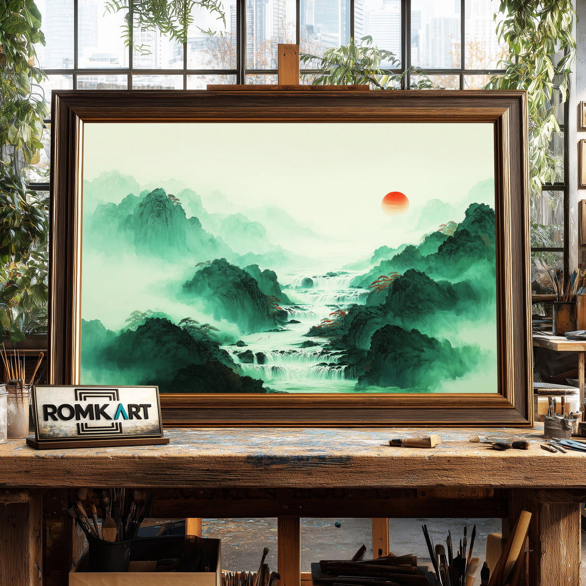 Chinese Art Waterfall Asian Art Oil Painting - image 2