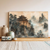 Chinese Castle on Mountain Asian Art Oil Painting - image 3