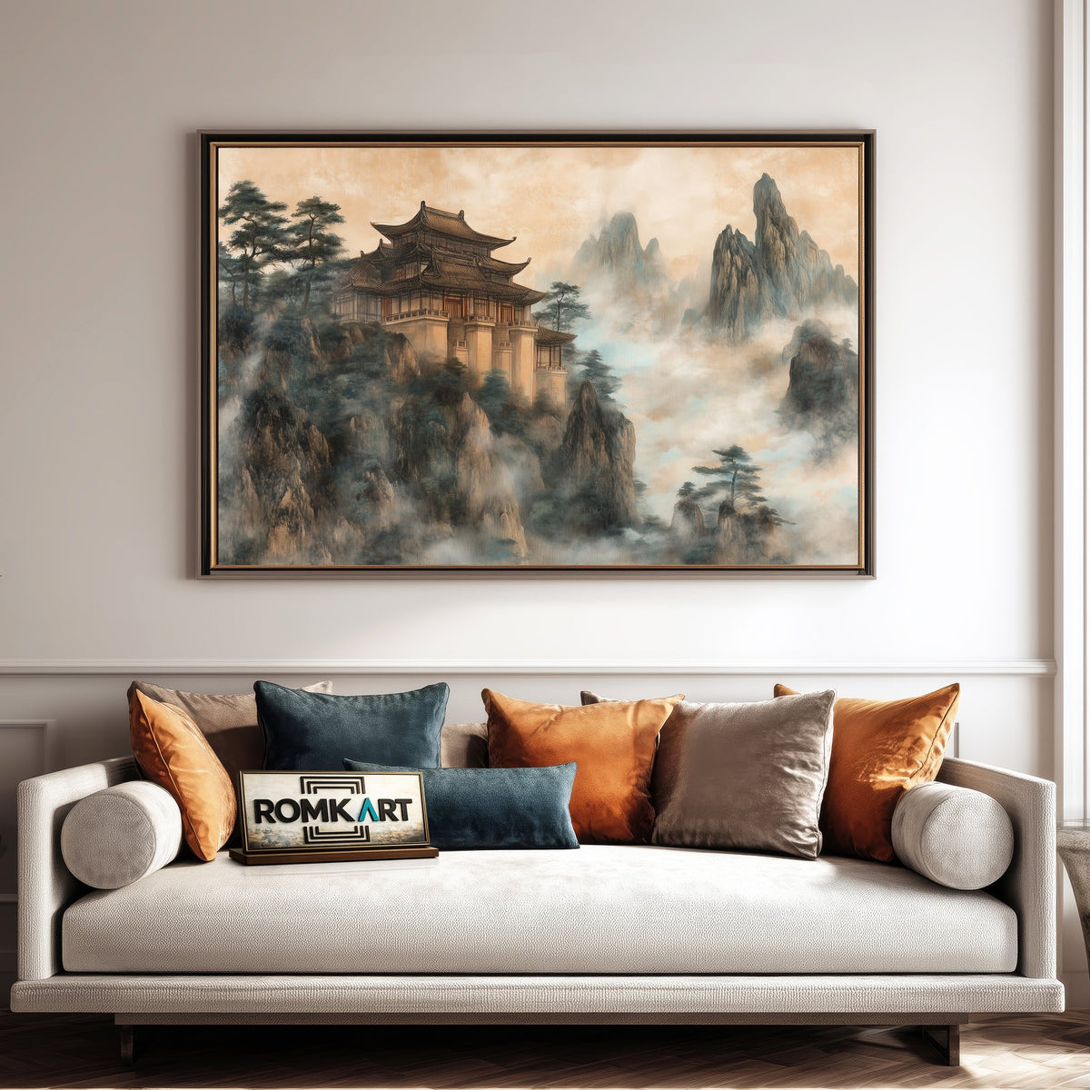 Chinese Castle on Mountain Asian Art Oil Painting - image 4